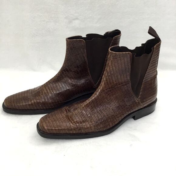 COLE HAAN Alligator Embossed Chelsea Boots Brown Men’s Sz 11.5 M - Picture 1 of 7